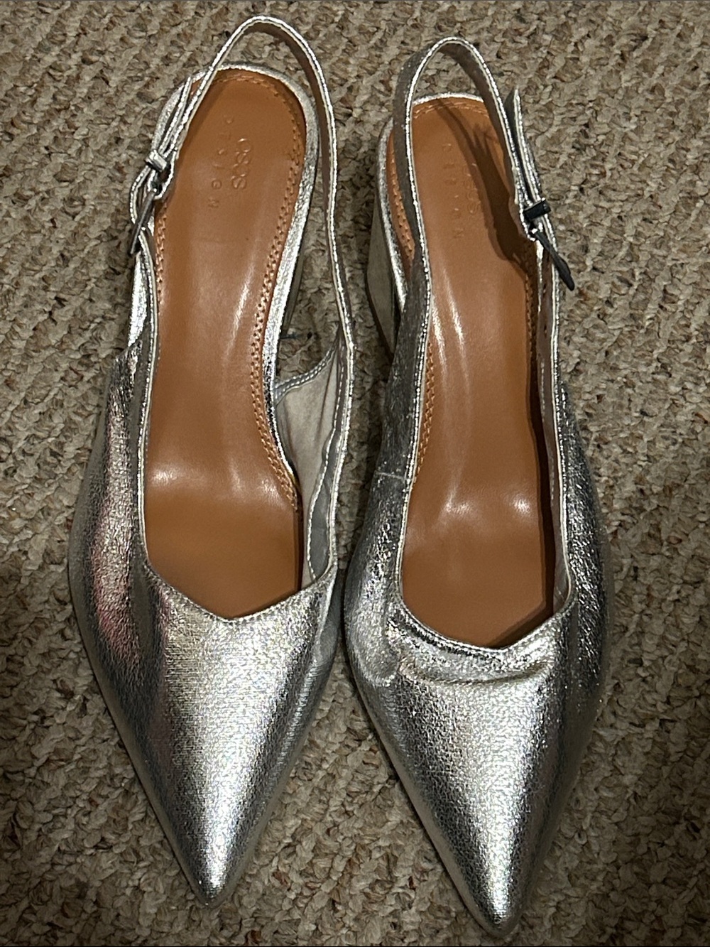 ASOS Silver Pointed Slingback Women's Flats size 11